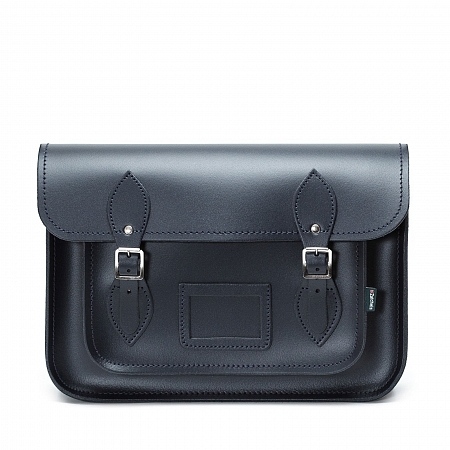 Zatchels Classic Satchel Navy 13-inch
